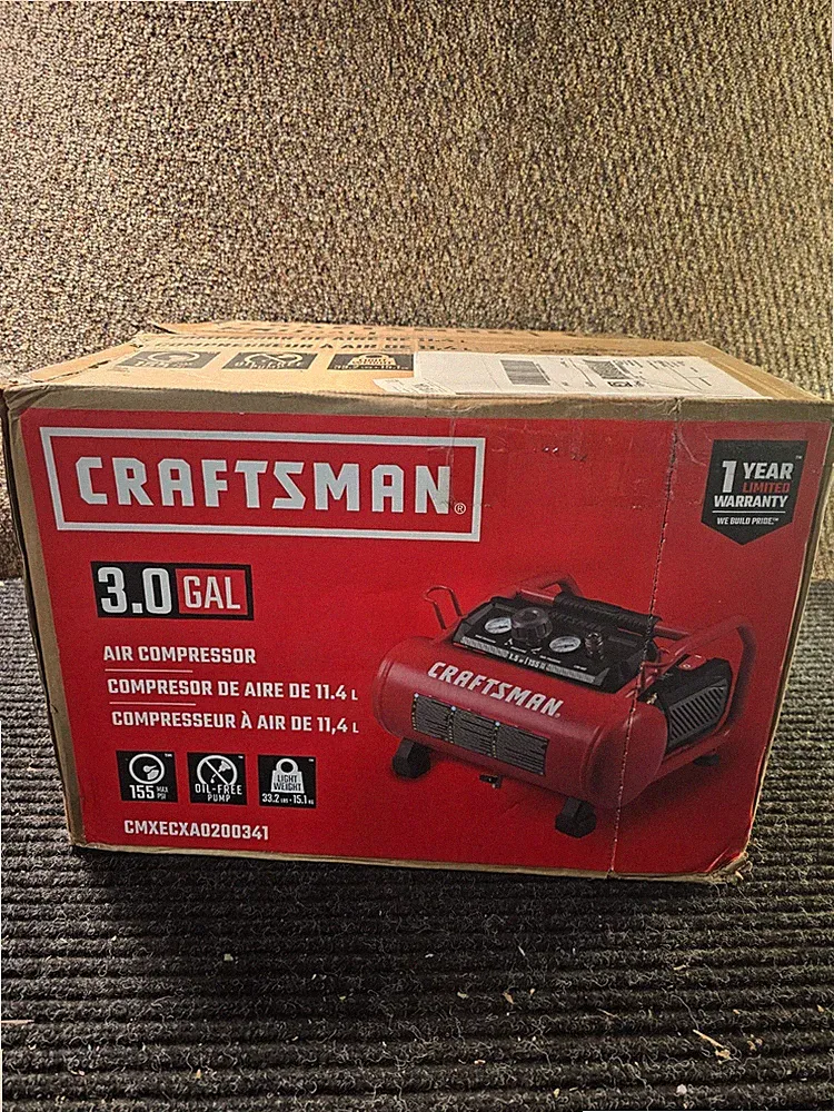 Craftsman CMXECXA0200341, 3gal Horizontal Portable Air Compressor 155 psi 1.5 HP