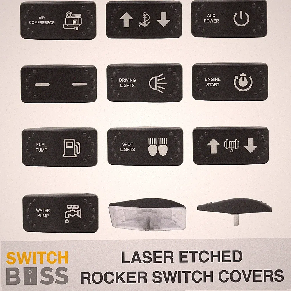 HORIZONTAL LASER ETCHED Rocker Switch COVER Only for 2 Way 3 Way LED Toggle