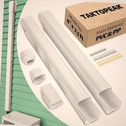 Mini Split Line Cover: 4'' 7.5 Ft Line Hide for Mini Split Air White